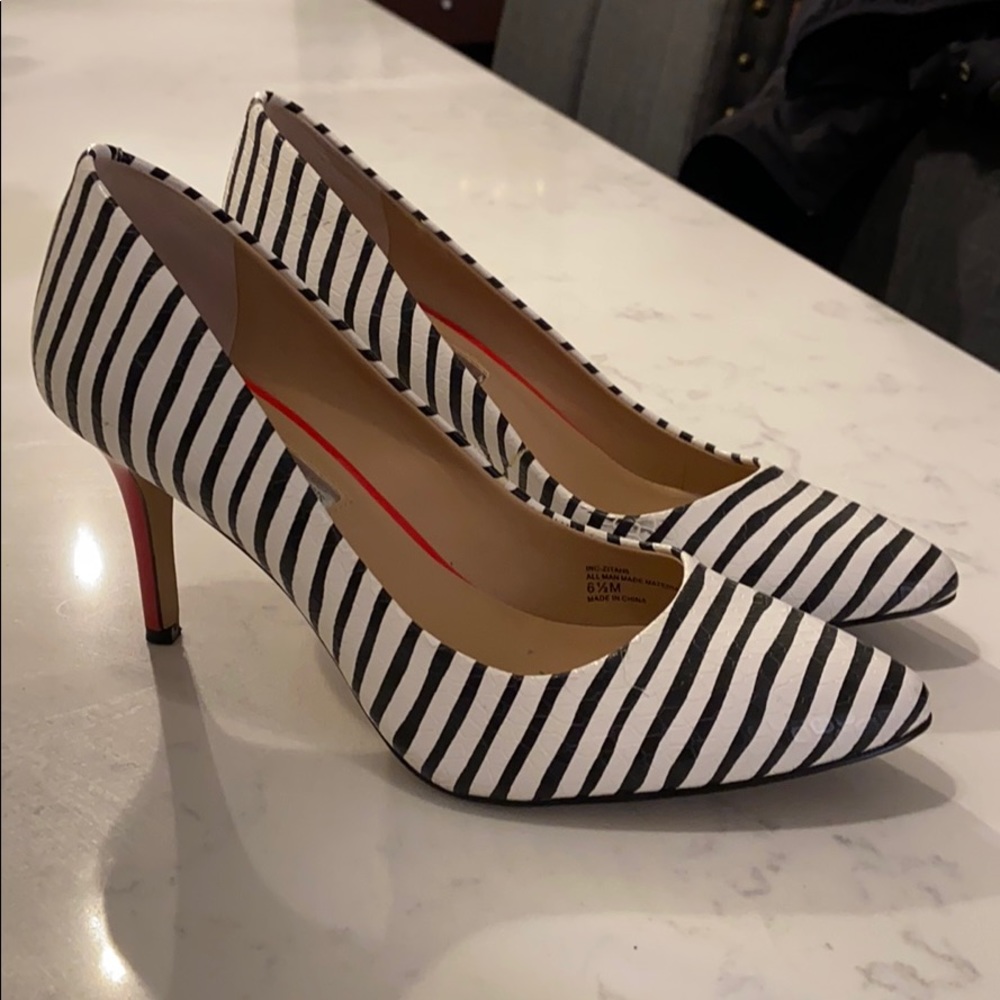 Inc. Black and white striped heels